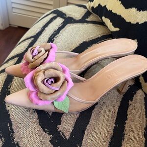 Zalo Pink and Tan Floral Heels